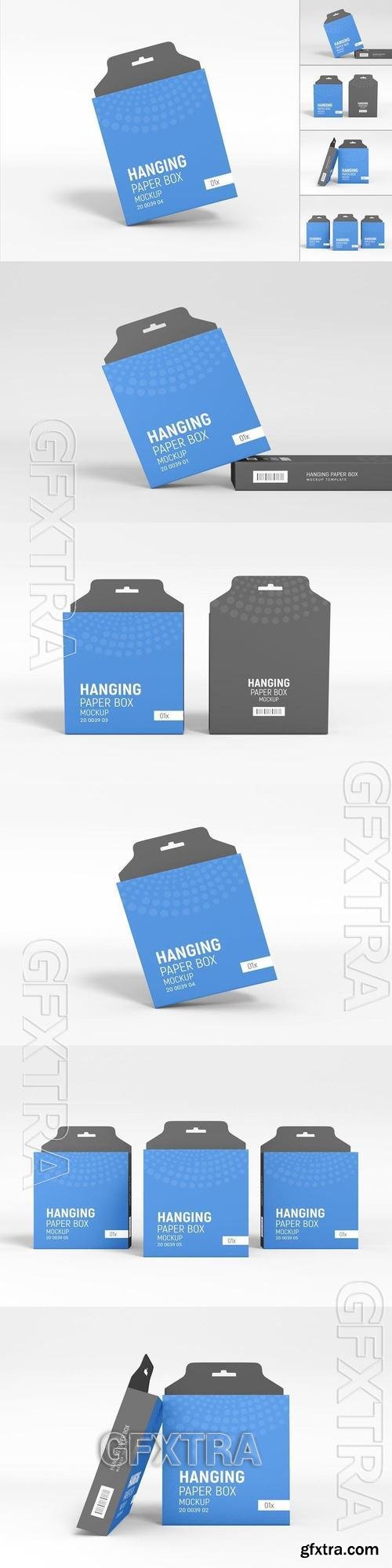 Hanging Paper Box Packaging Mockup Set 2YRKU6V