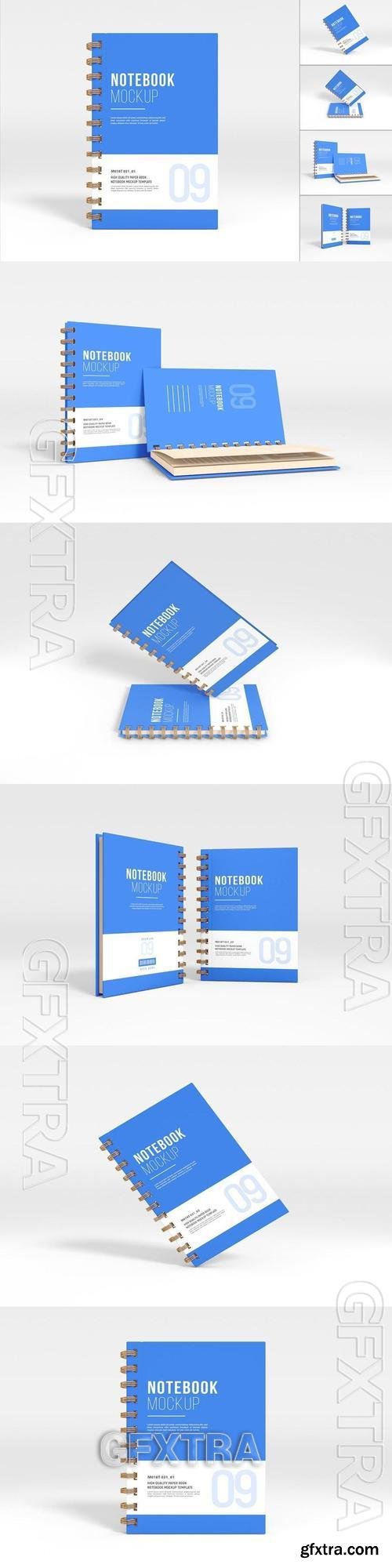Spiral Notebook Stationery Branding Mockup Set VHWW4ZQ