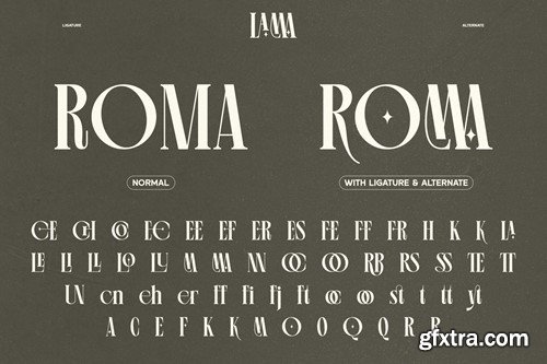Lama | Condensed Stylish Ligature Typeface QRSNA8K