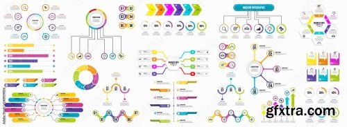 Set Of Infographics Elements Data Visualization Template Design 12xAI