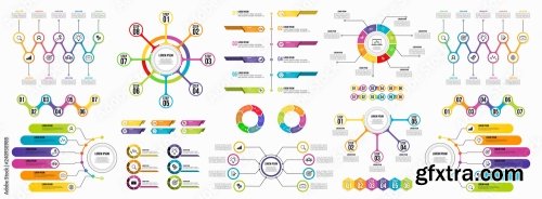 Set Of Infographics Elements Data Visualization Template Design 12xAI