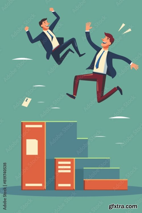 Ambitious Businessman Jumping Over Career Ladder 6xAI