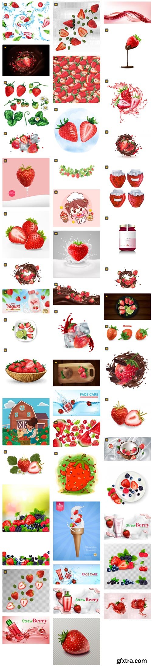 Premium Vector Collections - Fresh Strawberries - 100xEPS