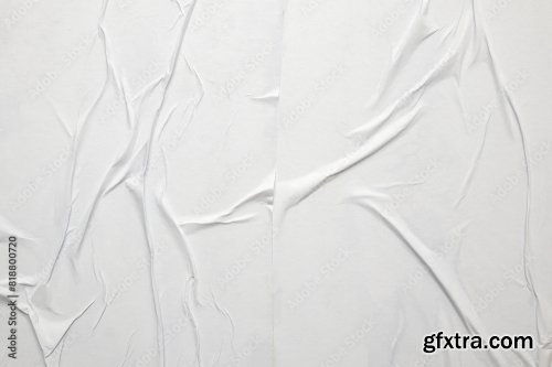 White Crumpled And Creased Glued Wrinkled Paper Poster 6xJPEG