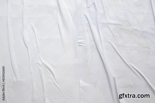 White Crumpled And Creased Glued Wrinkled Paper Poster 6xJPEG