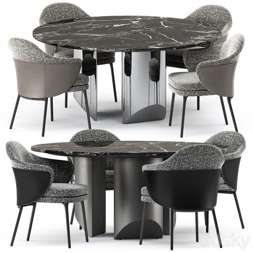 ANGIE chair and Wedge Table by Minotti
