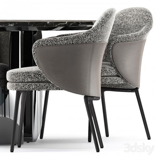 ANGIE chair and Wedge Table by Minotti