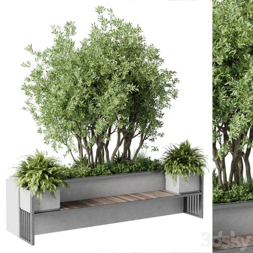 Urban Environment - Urban Furniture - Green Benches With tree 41