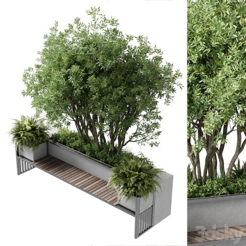 Urban Environment - Urban Furniture - Green Benches With tree 41