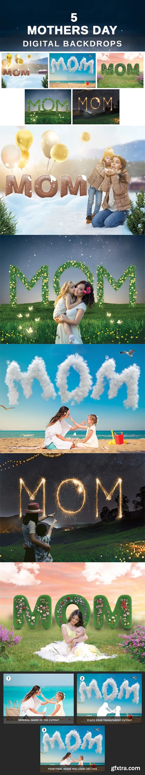 Elegant Mother's Day Digital Overlays for Photoshop