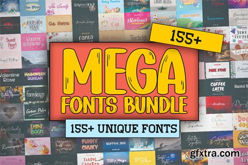 Mega Fonts Bundle - 158 Premium Fonts