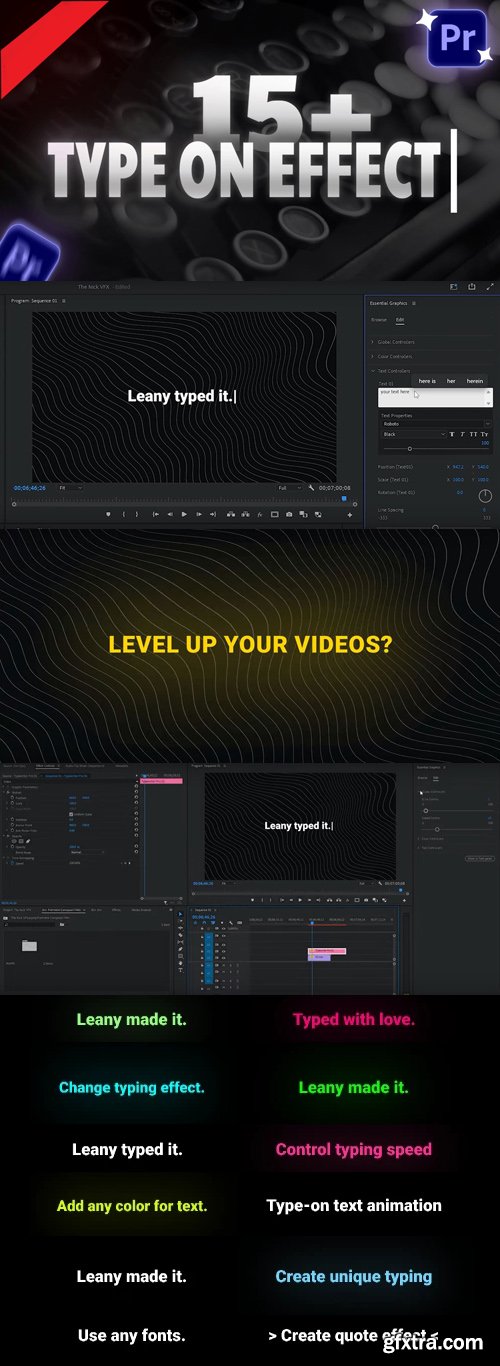 Typewriter Type On Text Effects for Premiere Pro