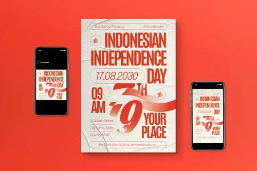 Beige Risograph Indonesian Independence Day Flyer