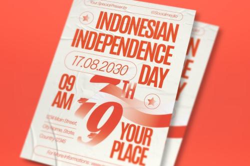 Beige Risograph Indonesian Independence Day Flyer