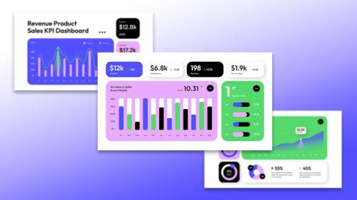 White Blue Green Modern KPI Dashboard | 004