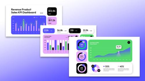 White Blue Green Modern KPI Dashboard | 004