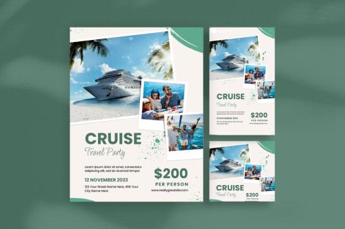 Green Watercolor Cruise Party Promotion Flyer