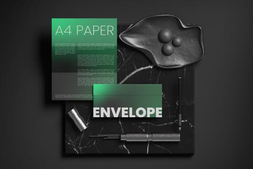 Envelope Mockup with A4 Paper Mockup