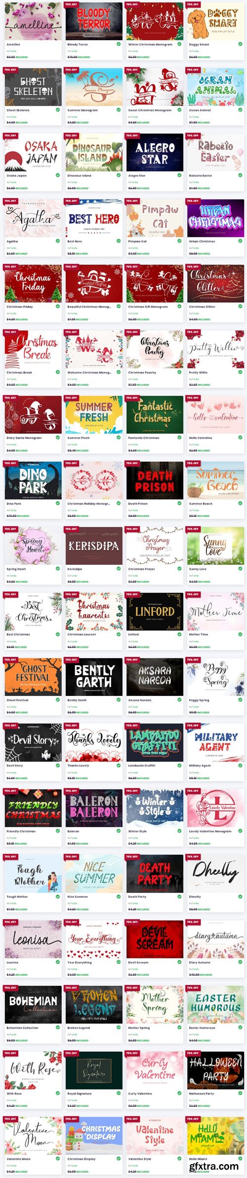 Amazing Font Big Bundle - 216 Premium Fonts