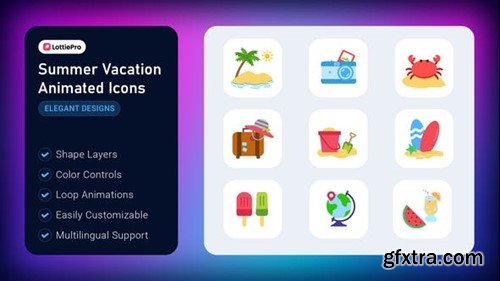 Videohive Summer Vacation Animated Icons 52705707 Videohive Summer Vacation Animated Icons 52705707