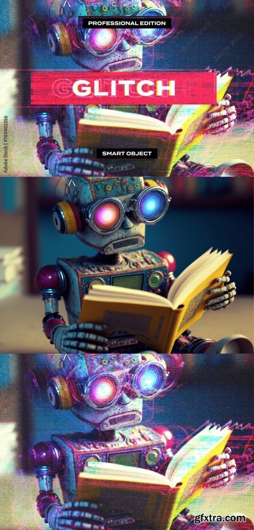 Glitch Screen Display TV CRT VHS Photo Effect