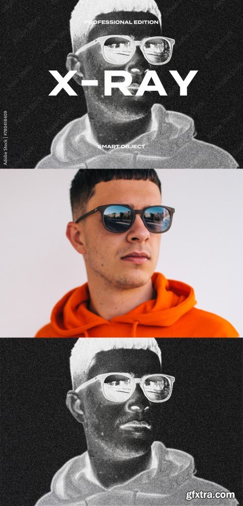 X-RAY Black White Pixel Art Invert Photo Effect