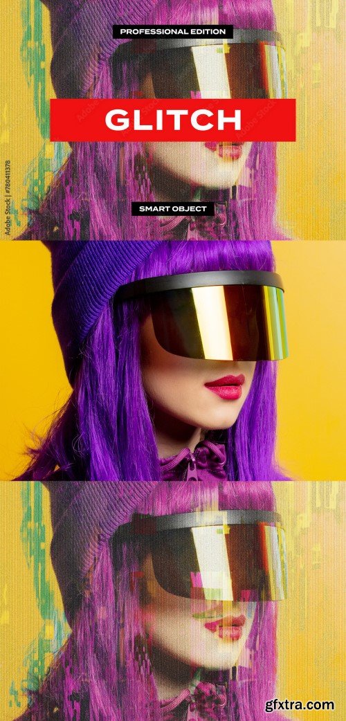 Glitch Screen Display TV CRT VHS Photo Effect