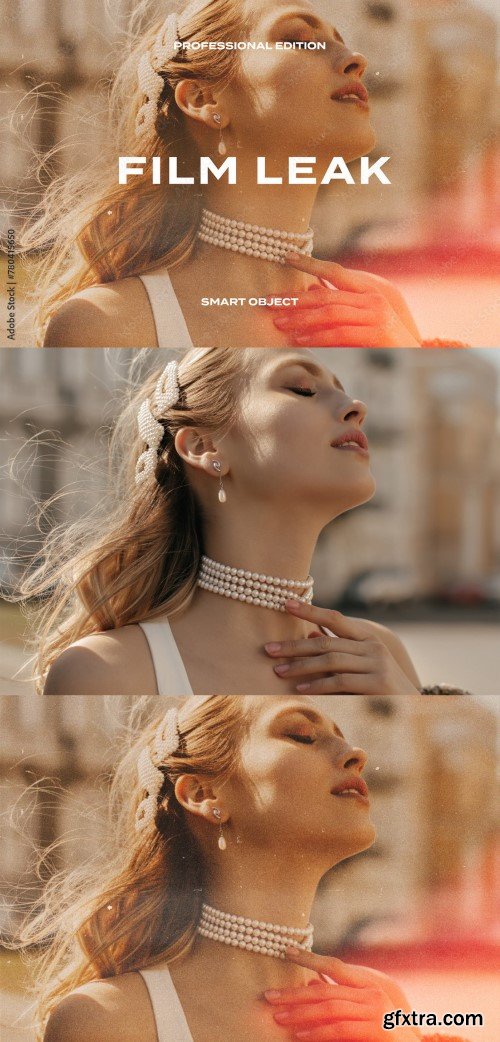 Retro Film Frame Grain Light Leak Photo Effect