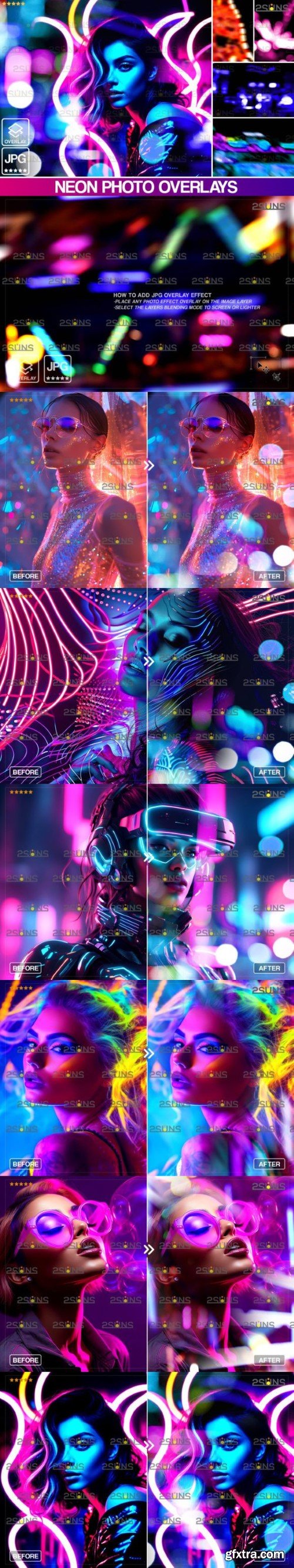 Neon Photoshop Overlays Bokeh Textures