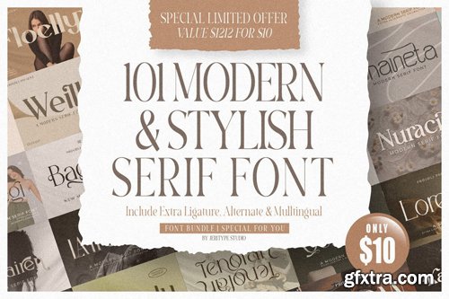 Modern & Stylish Serif Font Mega Bundle - 101 Premium Fonts