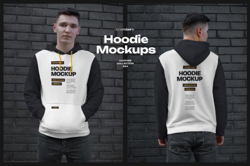 2 Hoodies Mockup Urban Style. Front and Back View 2 Hoodies Mockup Urban Style. Front and Back View