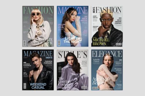 Fashion Magazine Cover Templates Set in Illustrato