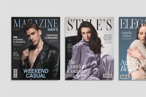 Fashion Magazine Cover Templates Set in Illustrato