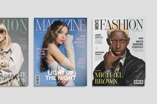 Fashion Magazine Cover Templates Set in Illustrato