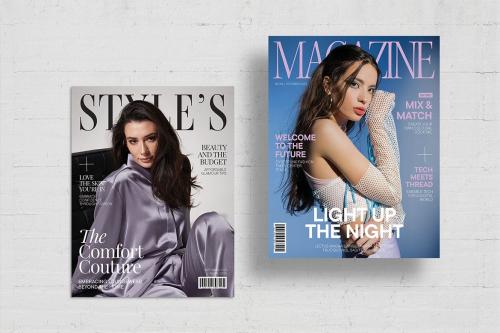 Fashion Magazine Cover Templates Set in Illustrato
