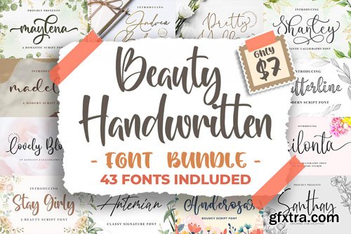 Beauty Handwritten Font Bundle - 43 Premium Fonts