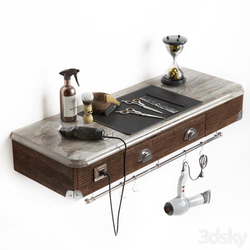 The working table of the hairdresser. Barbershop