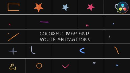 Colorful Map And Route Animations | DaVinci Resolve - 53767091