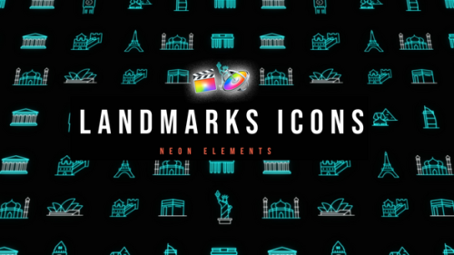 Landmarks Neon Icons - 53677233