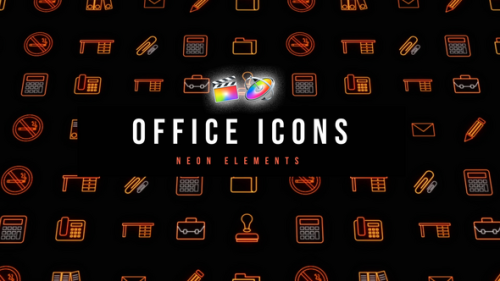 Office Neon Icons - 53698576