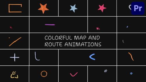 Colorful Map And Route Animations | Premiere Pro MOGRT - 53710544
