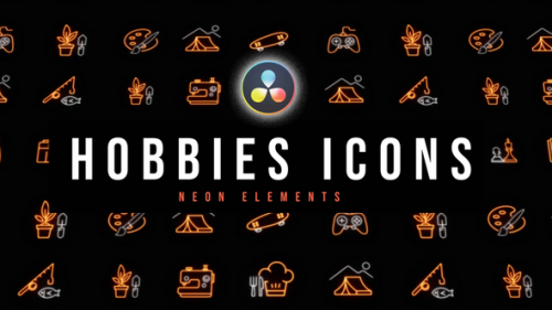 Hobbies Neon Icons - 53637314
