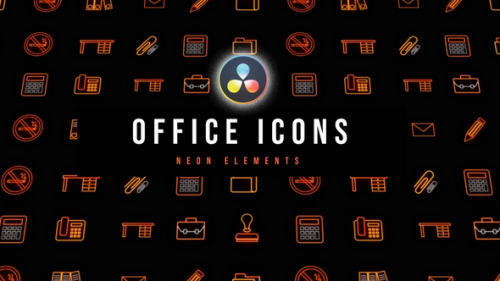 Office Neon Icons - 53637584
