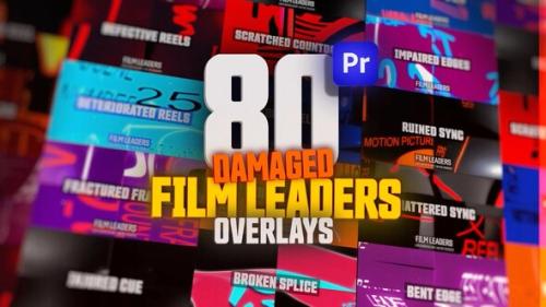 Animated Film Leaders Overlays Pack For Premiere Pro: Grunge, Cracked, Torn, Damaged Reel & More - 53953553