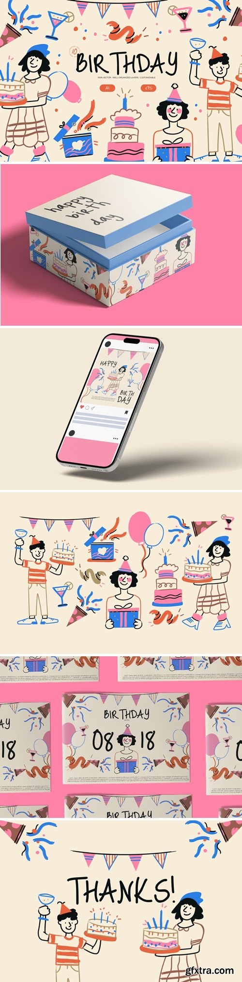 Cream Hand Drawn Birthday Illustration FBGZ2XW Cream Hand Drawn Birthday Illustration FBGZ2XW