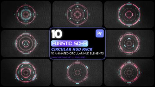 10 Furistic Sci-Fi Circular Hud Pack Mogrt - 53768581