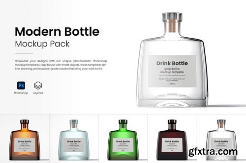 Modern Flat Drink Bottle Mockup Pack 4GNW36L Modern Flat Drink Bottle Mockup Pack 4GNW36L
