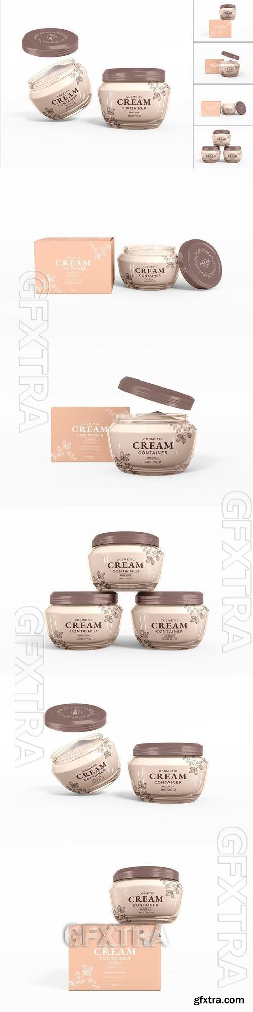 Cosmetic Cream Container Packaging Mockup Set SM8KEXW