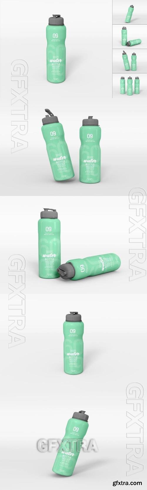 Glossy Plastic Water Bottle Branding Mockup Set 2Q2STCZ