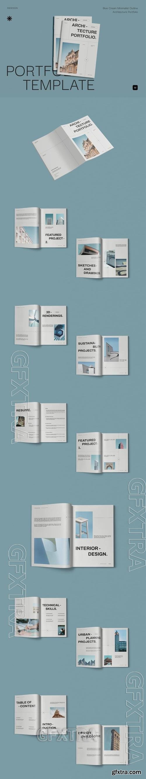 Blue Cream Outline Architecture Portfolio | 001 QNWEKR4 Blue Cream Outline Architecture Portfolio | 001 QNWEKR4